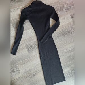Reserved Black Ribbed Knit Super Sexy Body Con Dress